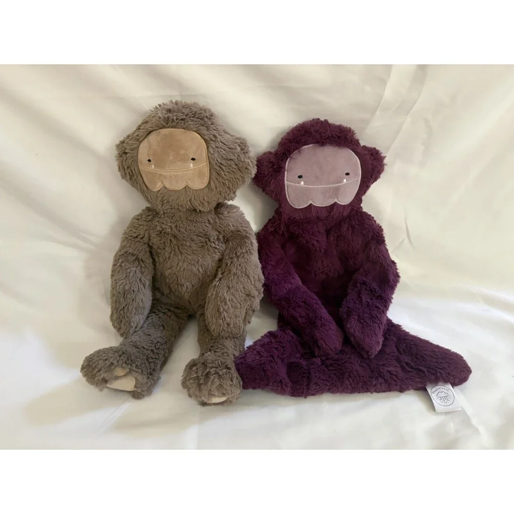 Slumberkins Purple Berry Yeti Snuggler and Brown Sasquatch Stuffed Animal 12”